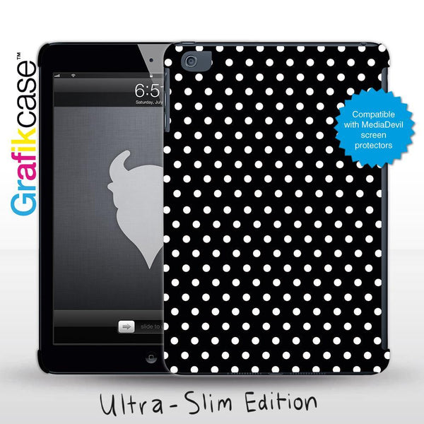 Grafikcase Apple iPad Mini 1/2/3 case: White on Black Polka Dots - Glossy