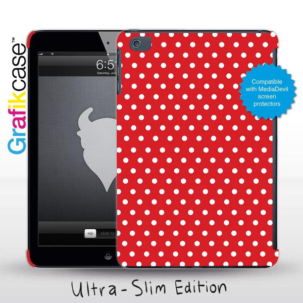 Grafikcase Apple iPad Mini 1/2/3 case: White on Red Polka Dots - Glossy