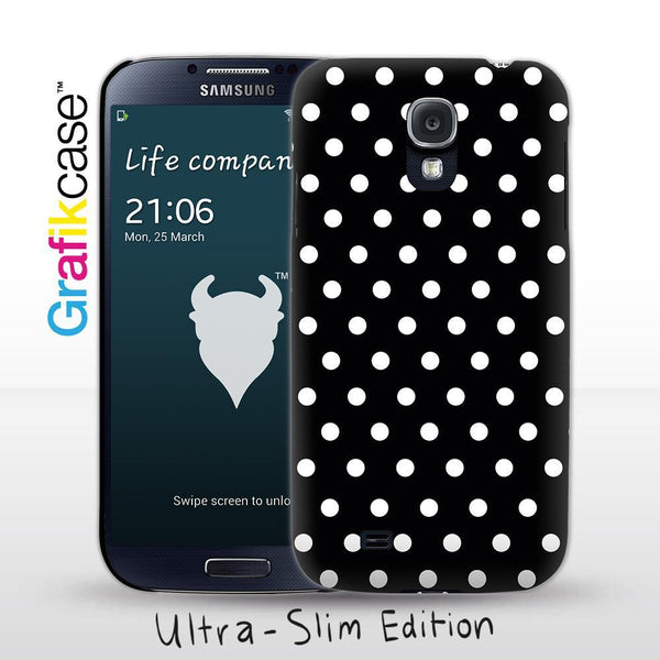 Grafikcase Samsung Galaxy S4 case: White on Black Polka Dots