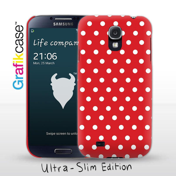 Grafikcase Samsung Galaxy S4 case: White on Red Polka Dots