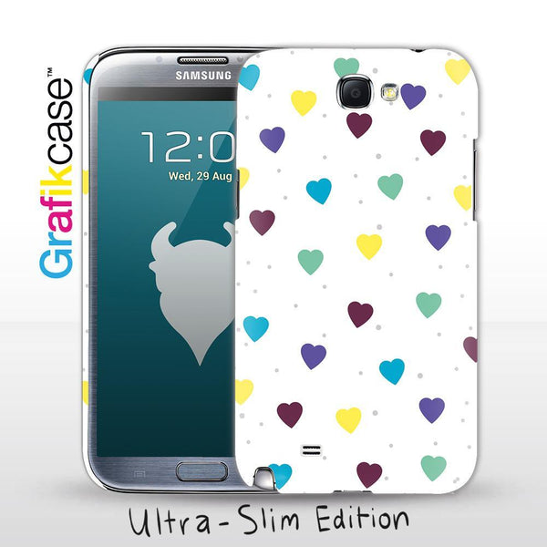 Grafikcase Samsung Galaxy Note II / 2 case: Multicoloured Hearts - Glossy