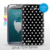 Grafikcase Samsung Galaxy Note II / 2 case: White on Black Polka Dots - Glossy