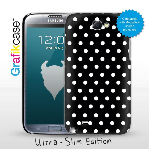 Grafikcase Samsung Galaxy Note II / 2 case: White on Black Polka Dots - Glossy