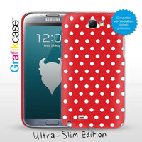 Grafikcase Samsung Galaxy Note II / 2 case: White on Red Polka Dots - Glossy